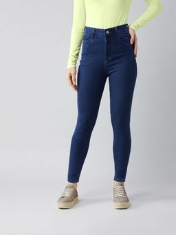 DOLCE CRUDO - Women's Navy Blue Skinny Fit High Rise Stretchable Jeans