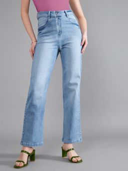 DOLCE CRUDO - Women's Light Blue Straight Leg Fit High Rise Jeans
