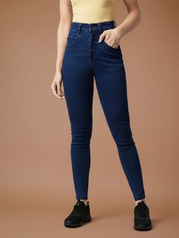DOLCE CRUDO - Women's Navy Blue Skinny High Rise Stretchable Jeans