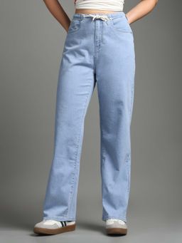 Flying Machine - High Rise Light Blue Straight Fit Jeans