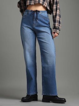 Flying Machine - High Rise Navy Blue Straight Fit Jeans