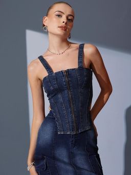 STREET 9 - Denim Blue Corset Top