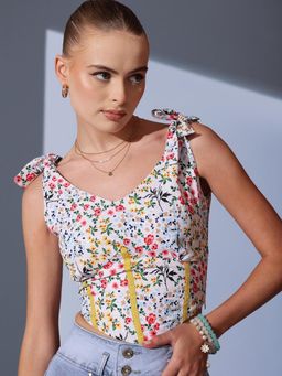 STREET 9 - White Floral Corset Top