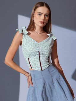 STREET 9 - Green Floral Corset Top
