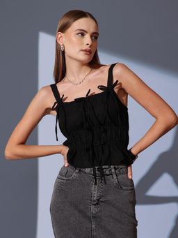 STREET 9 - Women Black Bow Top