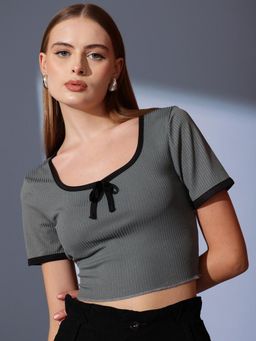 STREET 9 - Women Grey Bow Crop Top