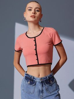 STREET 9 - Women Pink Rib Crop Top