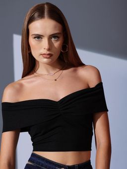 STREET 9 - Black Off Shoulder Crop Top