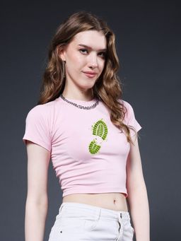 PRONK - Matcha Foot Print Cloud Candy Crop Top