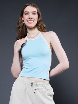 PRONK - Blue Halo Blue Halter Crop Top