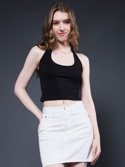 PRONK - Black The Void Halter Neck Crop Top