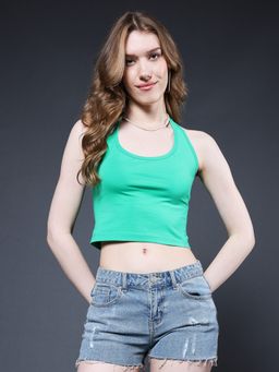 PRONK - Green Minted Aura Halter Neck Crop Top