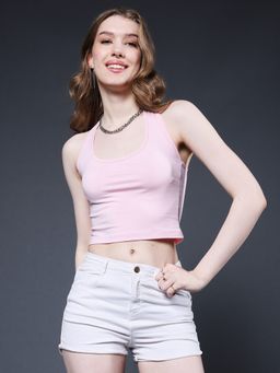 PRONK - Pink Powder Pink Halter Crop Top