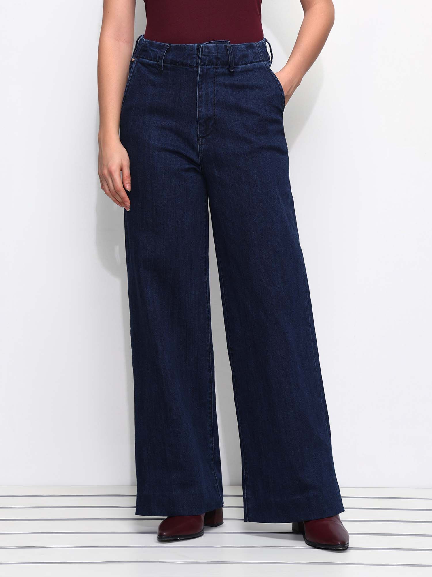Navy Blue High Rise Wide Leg Jeans-picture-39