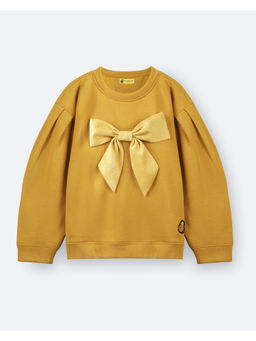 Avokiddos - Girls Mustard Honey Bow Sweatshirt