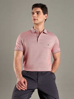 Tommy Hilfiger - Pink Solid Regular-Fit Cotton Polo T-Shirt