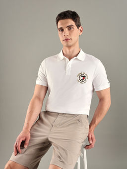 Tommy Hilfiger - White Embroidered Logo Regular-Fit Cotton Polo T-Shirt