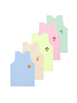 Superminis - Baby Unisex Regular Fit Sleeveless Cotton Vest (Pack of 5)