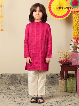 POCOMICO - Pink Blush Radiance Chanderi Kurta and Pyjama