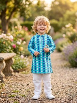 Pankhuri by Priyanka - Blue Printed Kurta and Pyjama