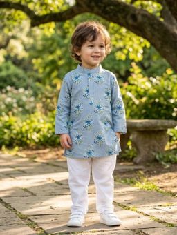 Pankhuri by Priyanka - Blue Rabbit Print Kurta and Pyjama