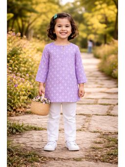 Pankhuri by Priyanka - Lavender Geometric Kurta and Pyjama