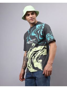 Bewakoof - Men's Grey Extraordinary Graphic Printed Oversized T-shirt