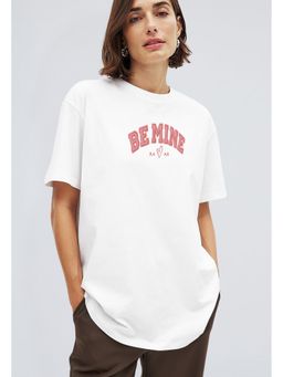 Twenty Dresses by Nykaa Fashion - Typography Oversized T-shirt - White