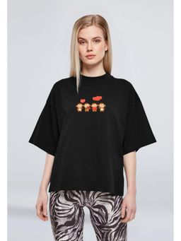 Twenty Dresses by Nykaa Fashion - Graphic Oversized T-shirt - Black