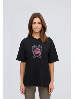 Twenty Dresses by Nykaa Fashion - Printed Oversized T-shirt - Black
