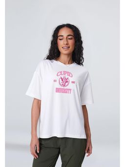 Twenty Dresses by Nykaa Fashion - Typography Oversized T-shirt - White