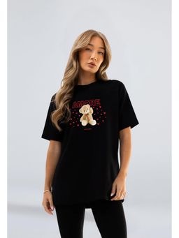 Twenty Dresses by Nykaa Fashion - Graphic Oversized T-shirt - Black