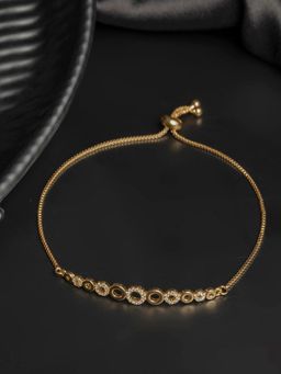 PRITA - Studded Round Rings Gold Plated Bracelet