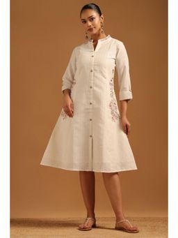Soch - Women Off White Stripes Cotton Dress
