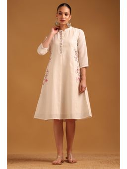 Soch - Women Off White Stripes Cotton Blend Dress