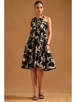 Soch - Women Black Printed Cotton Dress