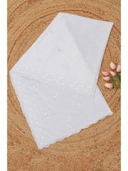 Soch - Women White Embroidered Cotton Dupatta