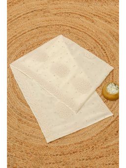 Soch - Women Off White Embroidered Chinon Dupatta
