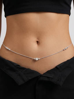 TOUCH925 - 925 Silver Frosted Orbit Bead Snake Waist Chain