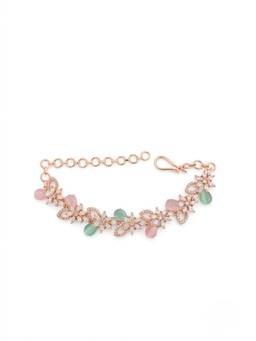 Adwitiya - Rose Gold-Plated Floral CZ and Pastel Multi-Stone Bracelet
