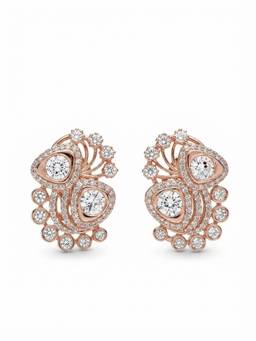 Adwitiya - Rose Gold CZ Abstract Paisley Stud Earrings