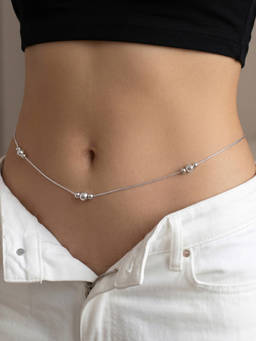 TOUCH925 - 925 Silver Stardust Faceted Bead Snake Waist Chain