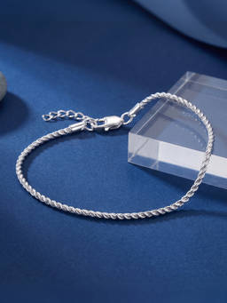 TOUCH925 - 925 Silver Twisted Rope Bracelet for Men and Women