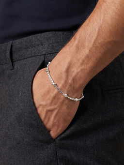 TOUCH925 - 925 Silver Beaded Box Chain Bracelet for Men and Women