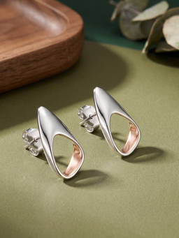 TOUCH925 - 925 Silver Two-Tone Sculptural Earrings