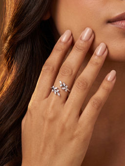 TOUCH925 - 925 Silver Leaf Branch Open Ring