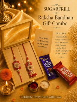 SUGARFRILL - Red Kundan Bhaiya Bhabhi Rakhi Gift Set