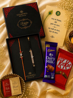 SUGARFRILL - Minimal CZ Bhaiya Bhabhi Rakhi Gift Set