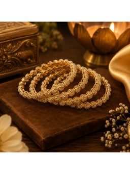 SUGARFRILL - Gold Plated Braided Beaded Bangles (Pack of 4)
