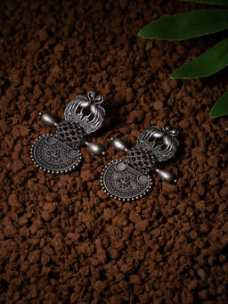VENI - Silver-Plated Peacock-Shaped Drop Earrings